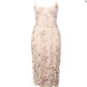 Marchesa Notte Feather Embroidered Dredd